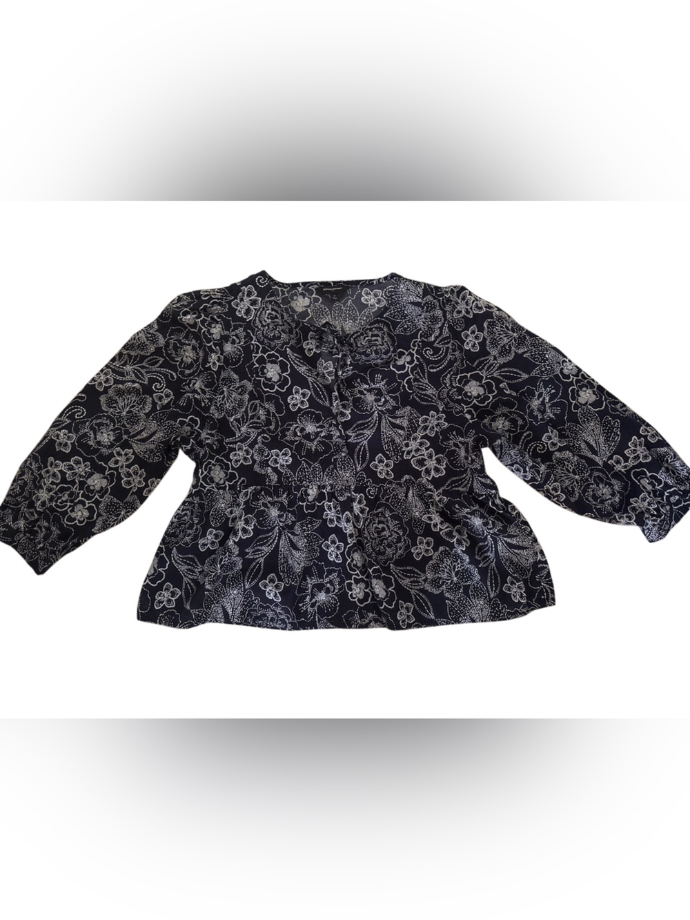 Banana Republic Navy and White Floral Shirt